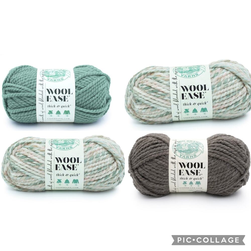 Lion Brand Wool-Ease Thick & Quick Yarn Bundle
sage green, cream, and soft grey